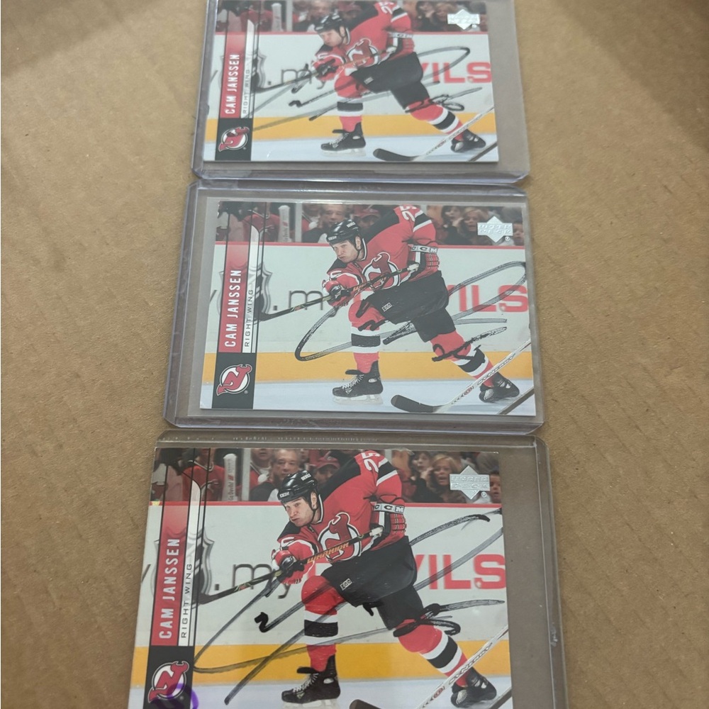 Lot of 3 Cam Janssen Signed 2006-07 Upper Deck Series 2 New Jersey Devils Cards